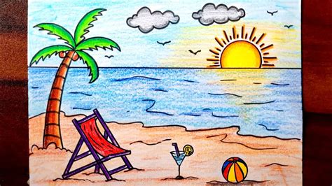 easy simple summer season drawing|cool summer drawings for adults.